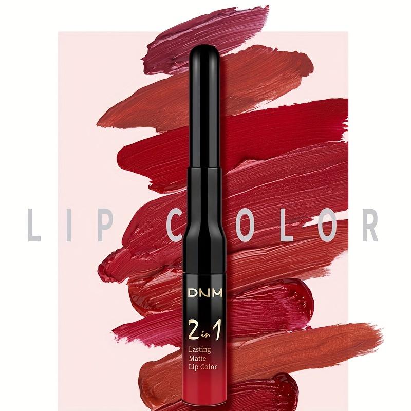 Rossetto a tazza antiaderente Rossetto colorato facile da applicare Lucidalabbra a doppia estremità Matita per labbra Smalto per labbra due in uno