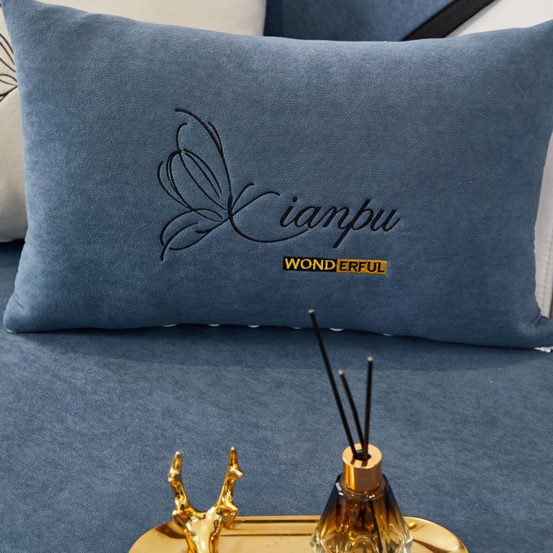 Chenille Besticktes Sofakissen, Universell für Alle Jahreszeiten, Leichter Luxus, Einfaches Kissen, Wohnzimmer Rutschfester Sofabezug, Stoffhandtuch