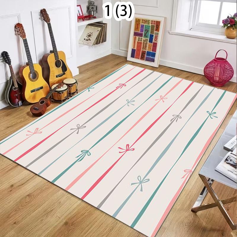 2D Modern Minimalist Striped Rectangular Carpet Colorful Geometric Decorative Area Rug for Living Room Bedroom Home Decor