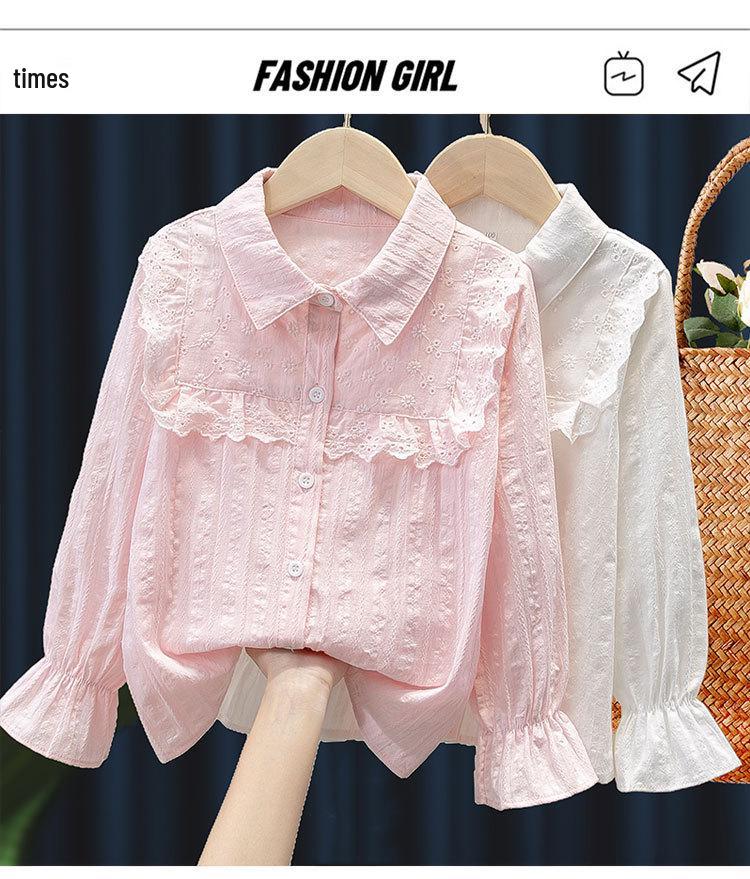 2023 Frühling Rosa Koreanischer Stil Langarmhemd für Mädchen & Babys