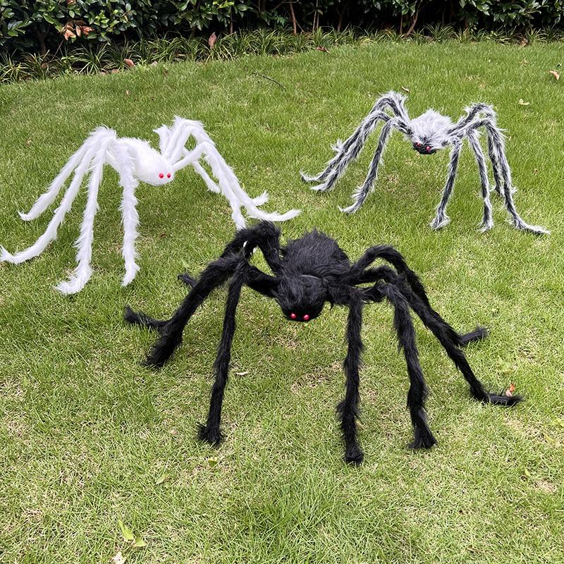 49Inch Large Halloween Spider Black Soft Realistic Spider Scary Props for Halloween Party Home Outdoor Yard & Indoor Decoration