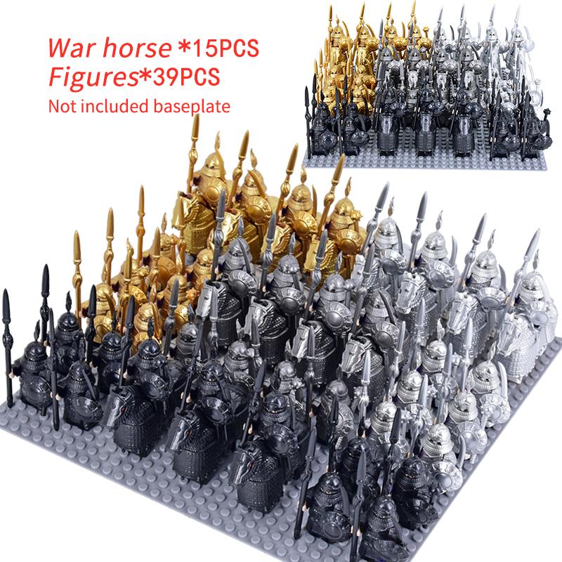 MOC Medieval Knights War Horse Heavy Cavalry Warriors Iron Buddha Warhorse Figures Building Blocks Bricks Toys For Kids gifts