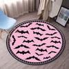 Runder Kristall-Samt-Teppich Rosa Fledermausmuster Halloween-Thema Fußmatte Gotisch Niedliches Design Weicher Anti-Rutsch-Teppich für SchlafzimmerKinderzimmer