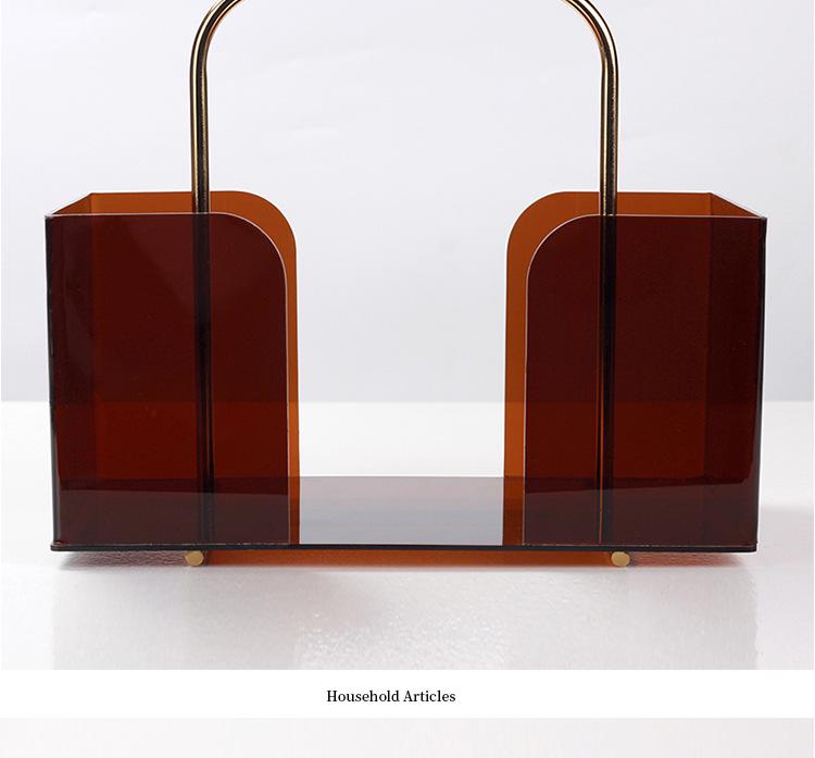 Modern Minimalist Bookshelf & Magazine Rack with Metal & Acrylic Design for Luxurious Living Room