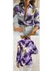 European & American Spring/Fall New Style Long Sleeve Lapel Loose Fit Digital Print Shirt