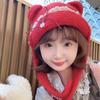 Sweet Neck Collar Beanies Cap Bow Pullover Cap Fashion Bear Ear Knitted Hat  Autumn