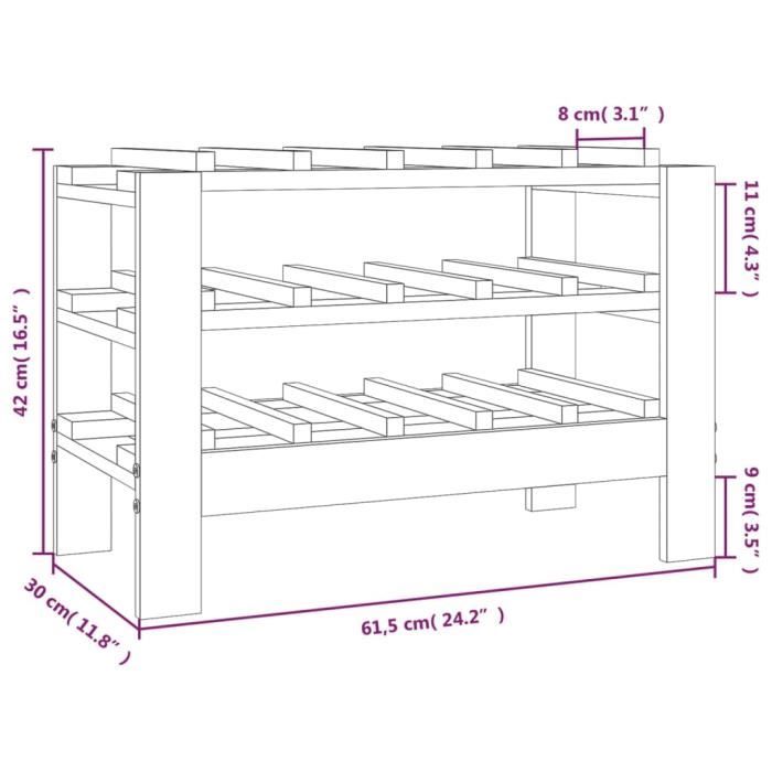 VidaXL Wine Rack 61.5x30x42 Cm Solid Pine Wood 822561