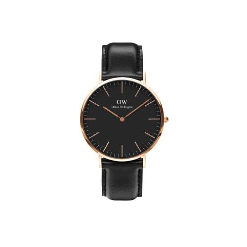 [Official Shop/2-Year Warranty/Authentic Import] Daniel Wellington DW Watch for Men and Women, Classic Black Sheffield 36mm, Stylish Leather Watch, Bl