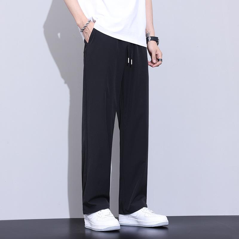 New men's ice silk nylon casual pants loose straight new long pants versatile trend spring and summer
