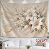 2D Flat, 1pc 2D Flat Tapestry Elegant Bouquet of White Lilies and Floral Swirls, Soft Beige Tones, Graceful Art Decor for Walls, 2D Flat