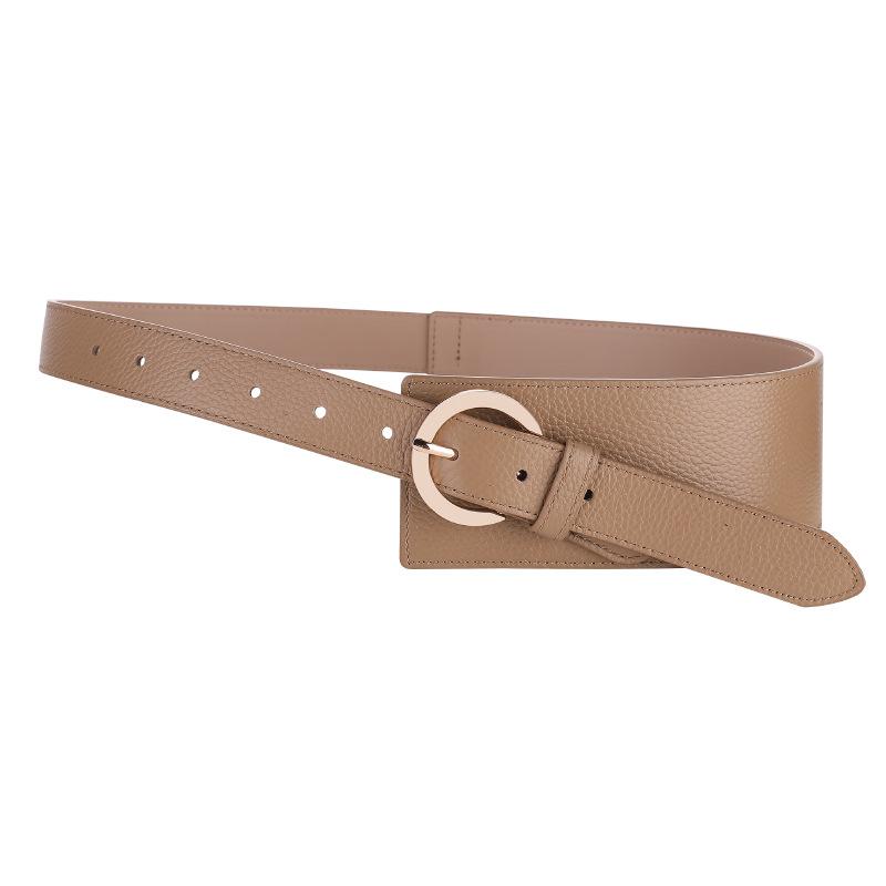 

First layer cowhide pin buckle wide belt simple waist decoration sweateroutwear wide belt хаки