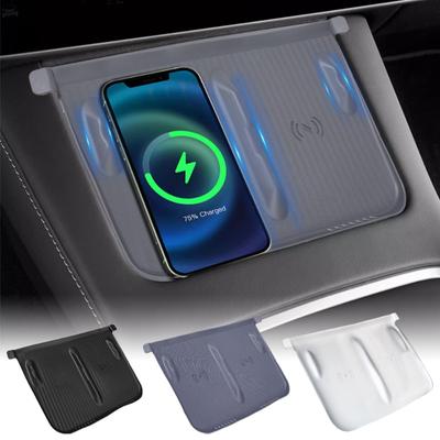 Bil Silikon Halkskyddsmatta Automatisk Central Kontroll Telefon Trådlös Laddningsplatta Halkfri Matta för Tesla Model Y/3 2023-2022