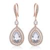ZAKOL Water Droplet Leaves Copper Micro-set Zircon Women's Dangle Earrings Exquisite Fashion Bridal Wedding Charm Jewelry