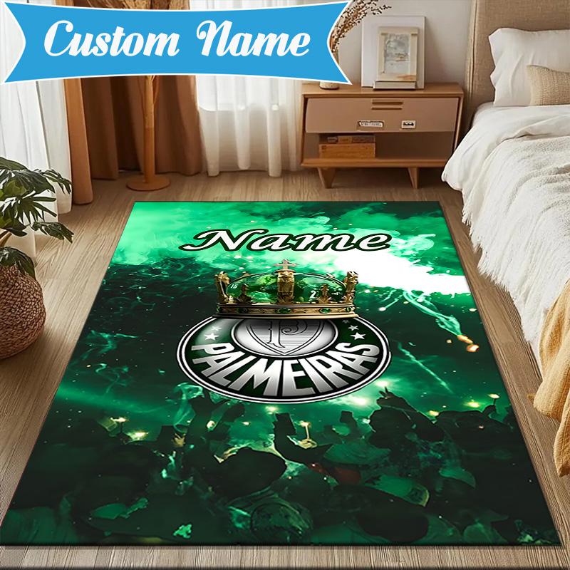 Custom Name Palmeiras Team Crest Rug Game Carpet, Floor Mat for Bedroom Living Room Entryway Rug, Home Decor Idea Gift for Christmas birthday