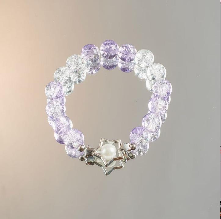 Bohemian Sweet  Beaded Bracelet for Women Girls Pink Color Imitation Jade Crystal Hand Jewelry Birthday Party Gifts