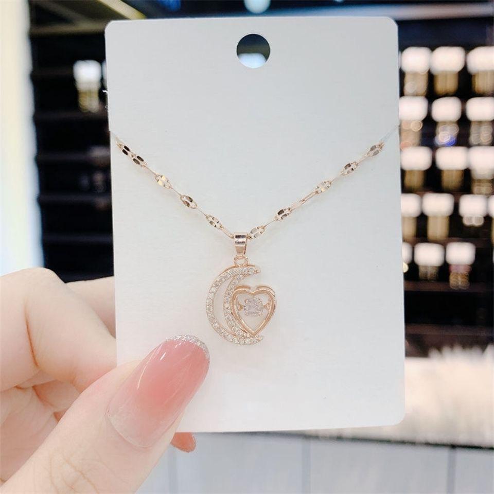 

Медный микро-инкрустированный циркон луна любовь умный кулон ожерелье темперамент свет роскошь нишевый дизайн смысл розового золота