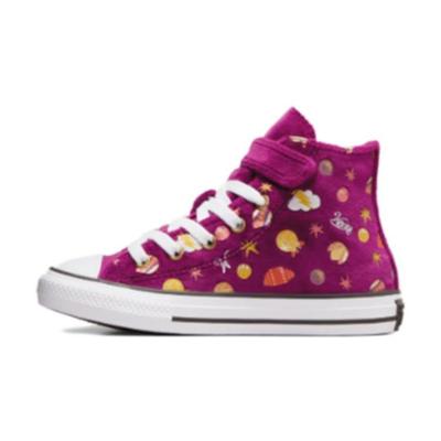 Willy Wonka X Chuck Taylor All Star Easy On High PS All-Over Candy Print Kids Sneakers Purple Gold White A08156C