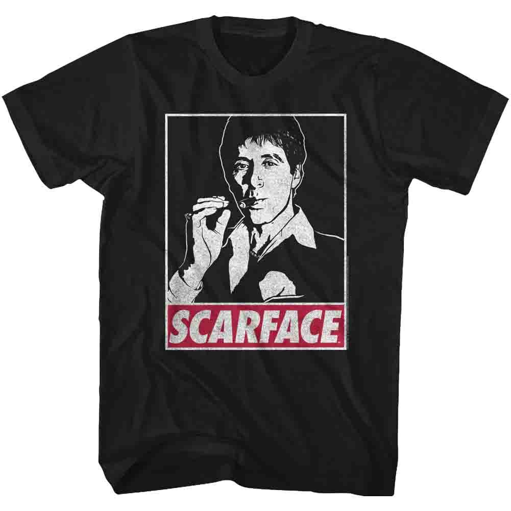 Scarface Movie Black White Tony Montana Photo Smoking Cigar Men T Shirt L