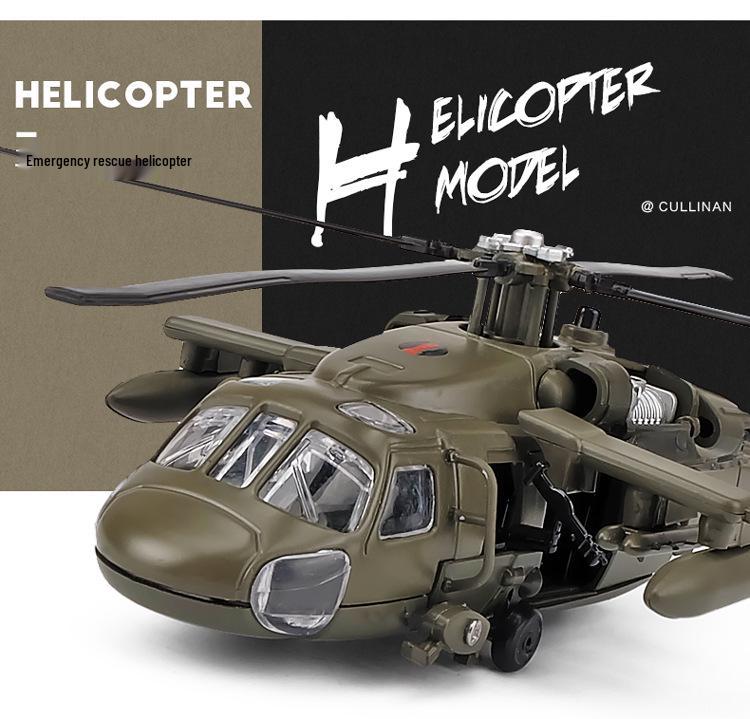 Huayi Black Hawk Helicopter Alloy Model Military Fighter Toy for Kids
