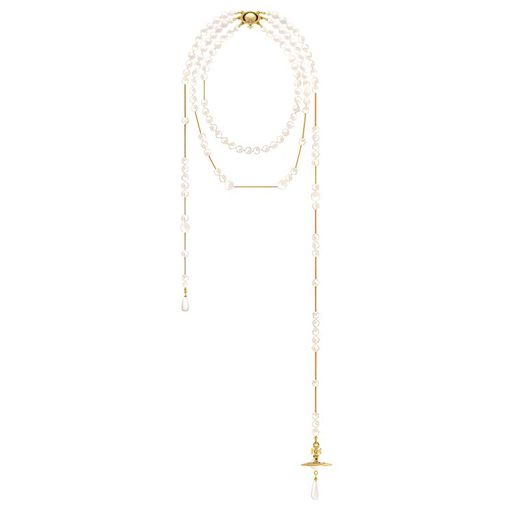

Vivienne Westwood Broken Pearl Necklace Unisex necklace 63010006R118R118 Box,Silver