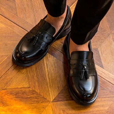 [BSQT BY CLASSY] Mocassin Lucy Noir à Franges Augmentant la Hauteur [Basique] [Expédié de Corée] 100% Authentique