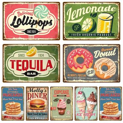 Retro Aluminiumschild Poster Vintage Wandposter Metallschild Dekorative Wandplatte Küchenplakette Metall Vintage Deko Accessoires