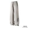 Summer Men's Ice silk Waterproof Pants Casual Zipper Can Tie Feet Solid Straight Elastic Waist Trousers Loose Daily Pants 5XL