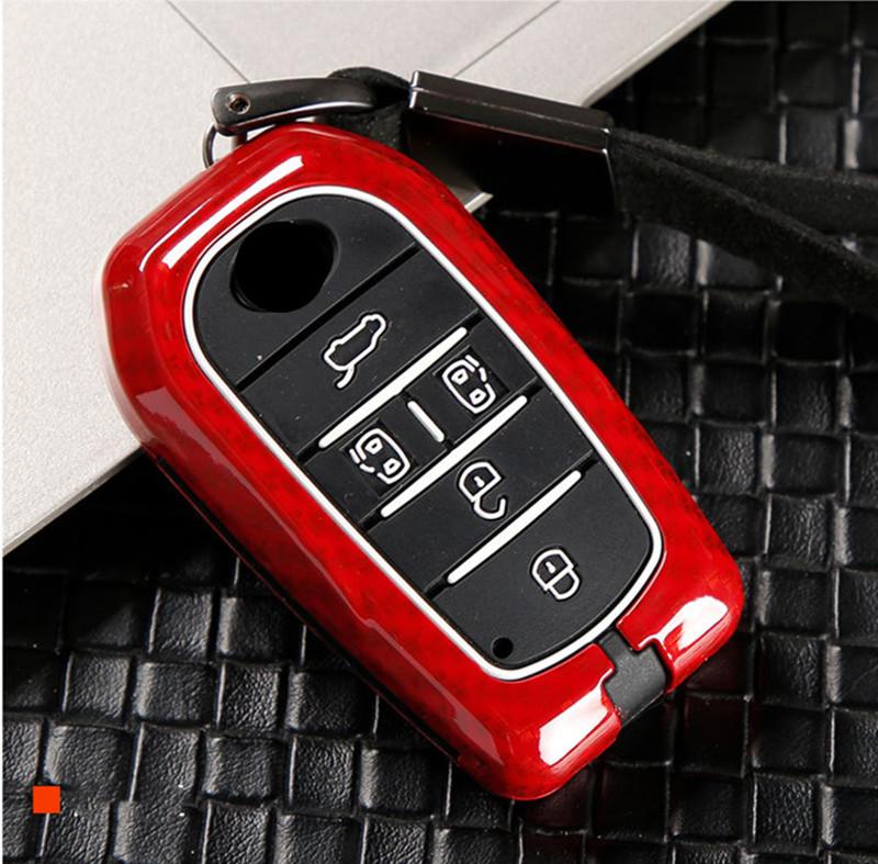 Alloy Carbon Fiber Car Key Cover Case 6 Buttons For Toyota Alphard Vellfire 30 Ah30 ~  Keychain Ring Accessories