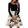 Women's Casual Fashion Round Neck Long Sleeve Christmas Printed Party Vintage Long Dresses