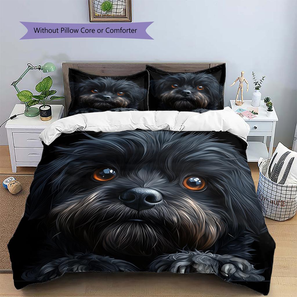 Shih Tzu Muster Bettwäsche Heimdekoration Geburtstagsgeschenk (1 Bettbezug + 2 Kissenbezüge, ohne Füllung)