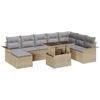 VidaXL Canapé de Jardin 9 Pièces avec Coussins Beige Rattan Poly 3348336