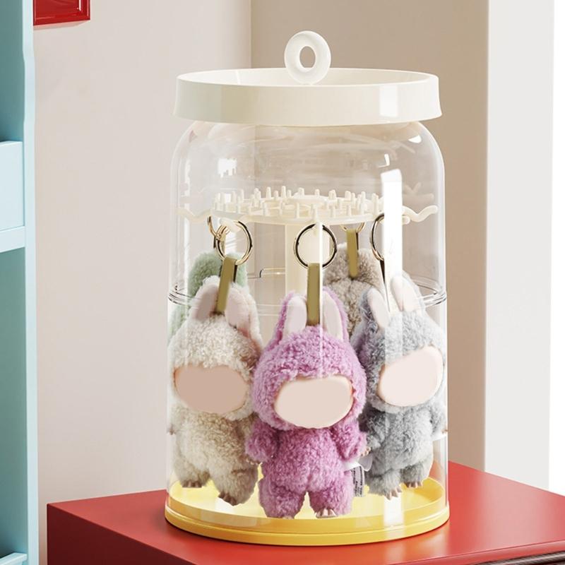 Clear Multi Purpose Doll Showcase Coordinator Rotating Stand For Mini Figures Jewelry Display And Protectionism