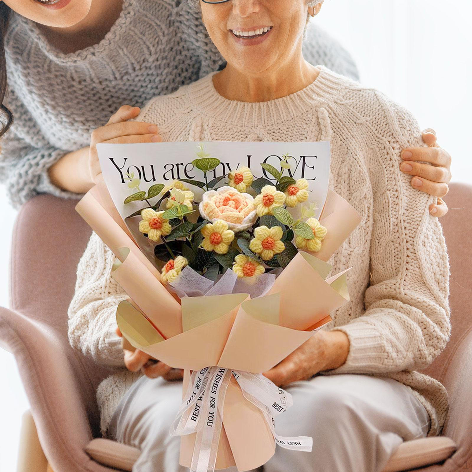 

Вязаный крючком букет цветов Искусственные композиции Декоративный домашний декор Ручная работа Вязание оранжевый