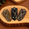 1pc Vintage-Style Handmade Faux Leather Keychain with Golden Metal Hook Black Waist Hanging Accessory for Men