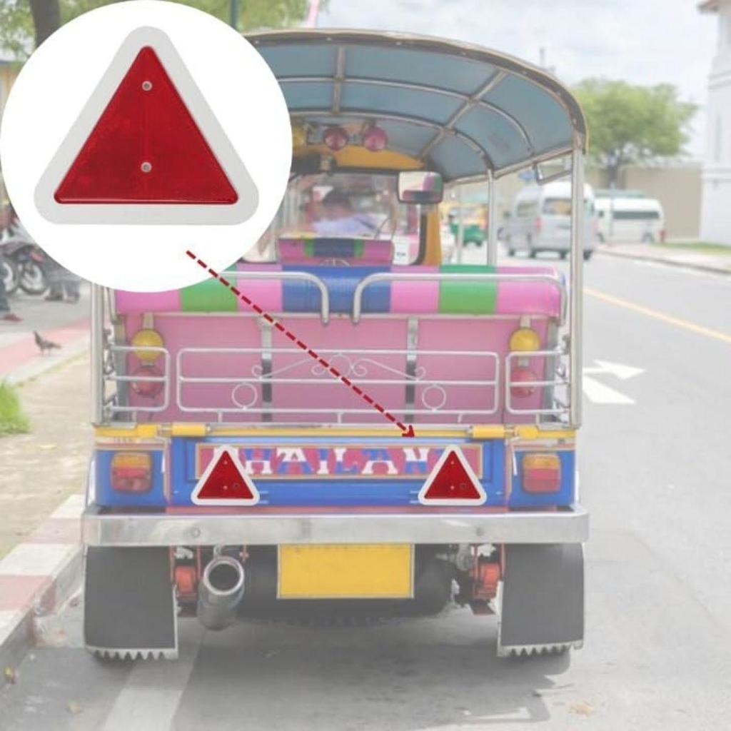 APSMOTIV Red Trailer Triangle Reflector Reflective for Gate Posts Rear Warning Suitable for Truck Trailer Tractor Truck Universal Applications 2Pcs