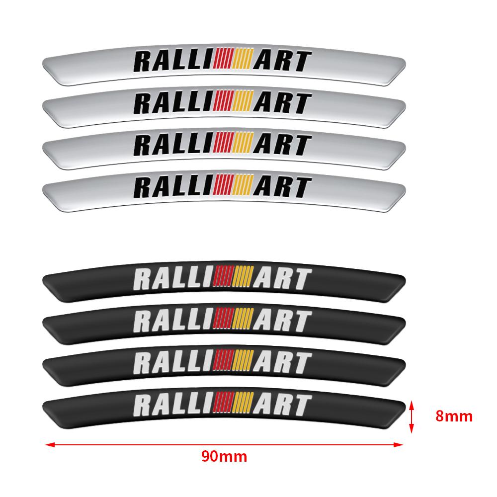 4Pcs Aluminium Alloy Sport Car Emblem Wheel Hub Rim Strip StickersFor Mitsubishi Ralliart ASX L200 Colt Outlander Pajero Lancer