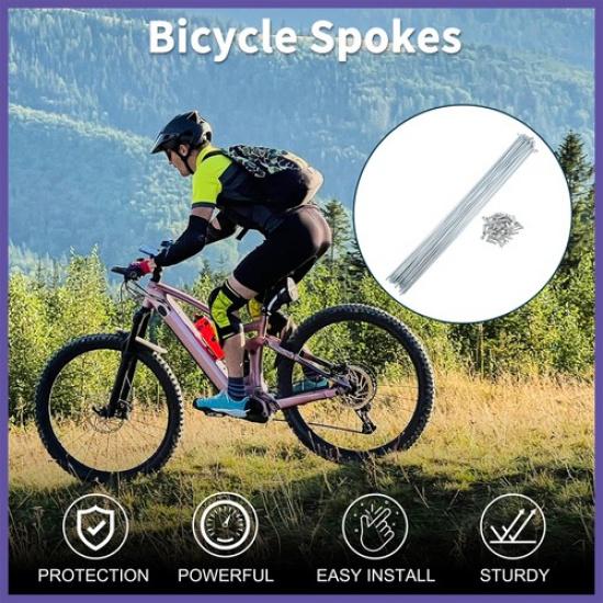 1 Set 14G 293mm Length Bicycle Spokes Nipple Galvanized