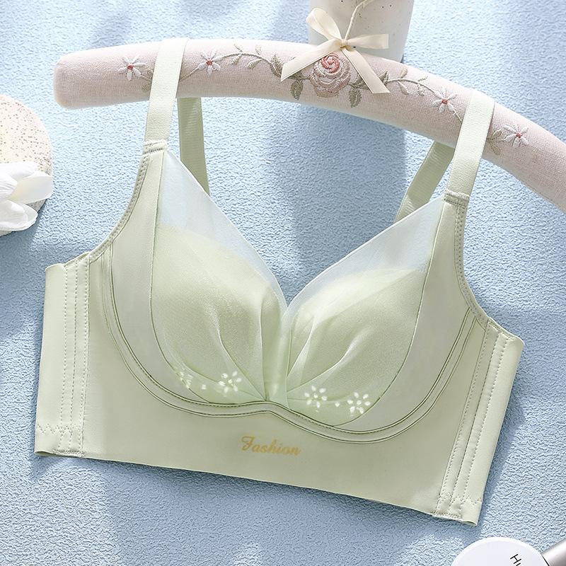 Hole cup breathable without steel ring adjustment bra cover gathered to prevent sagging can be large and small chest