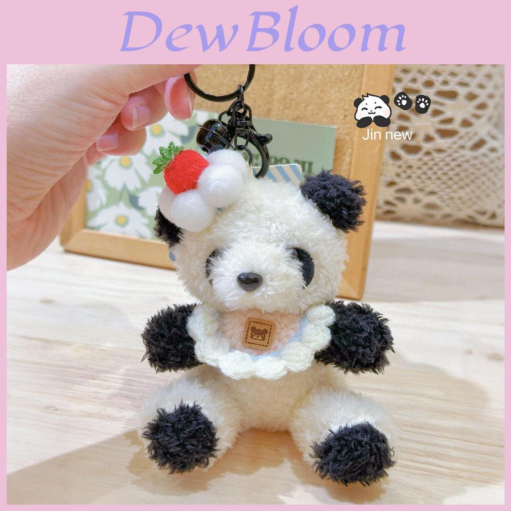 Cute Panda Plush Keychain With Scarf And Flower Decoration For Gift And Accessories
