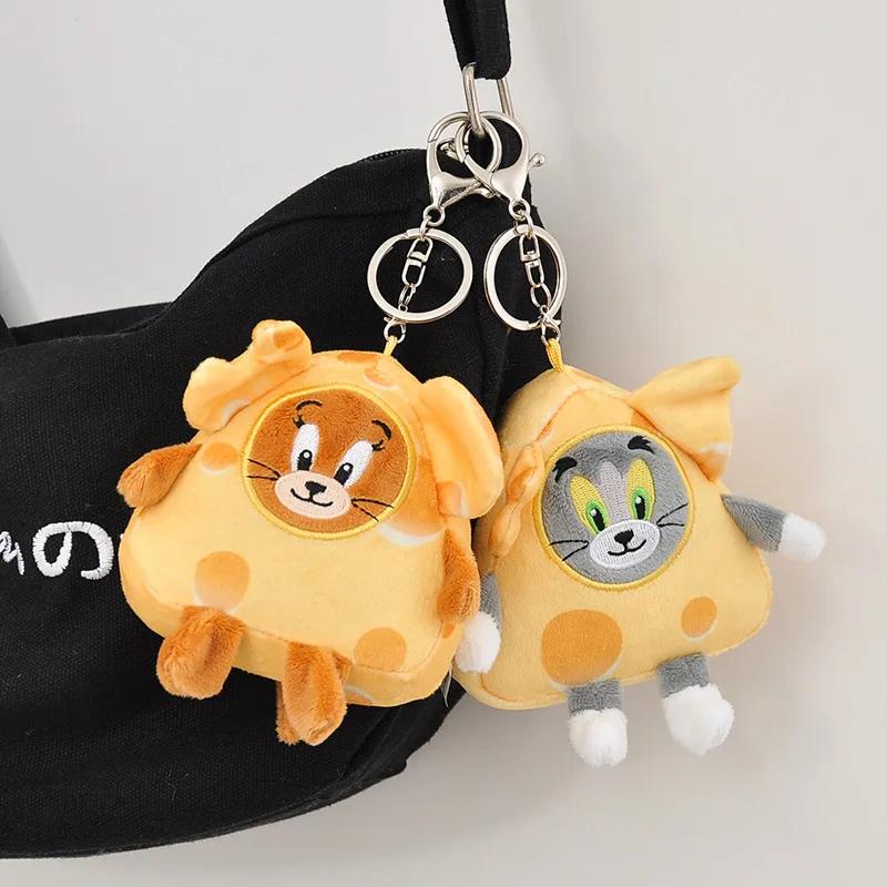 10cm Tom and Jerry Plush Keychain Mouse and Cat Cartoon Plushie Stuffed Animal Pou Doll for Kids Birthday Gift