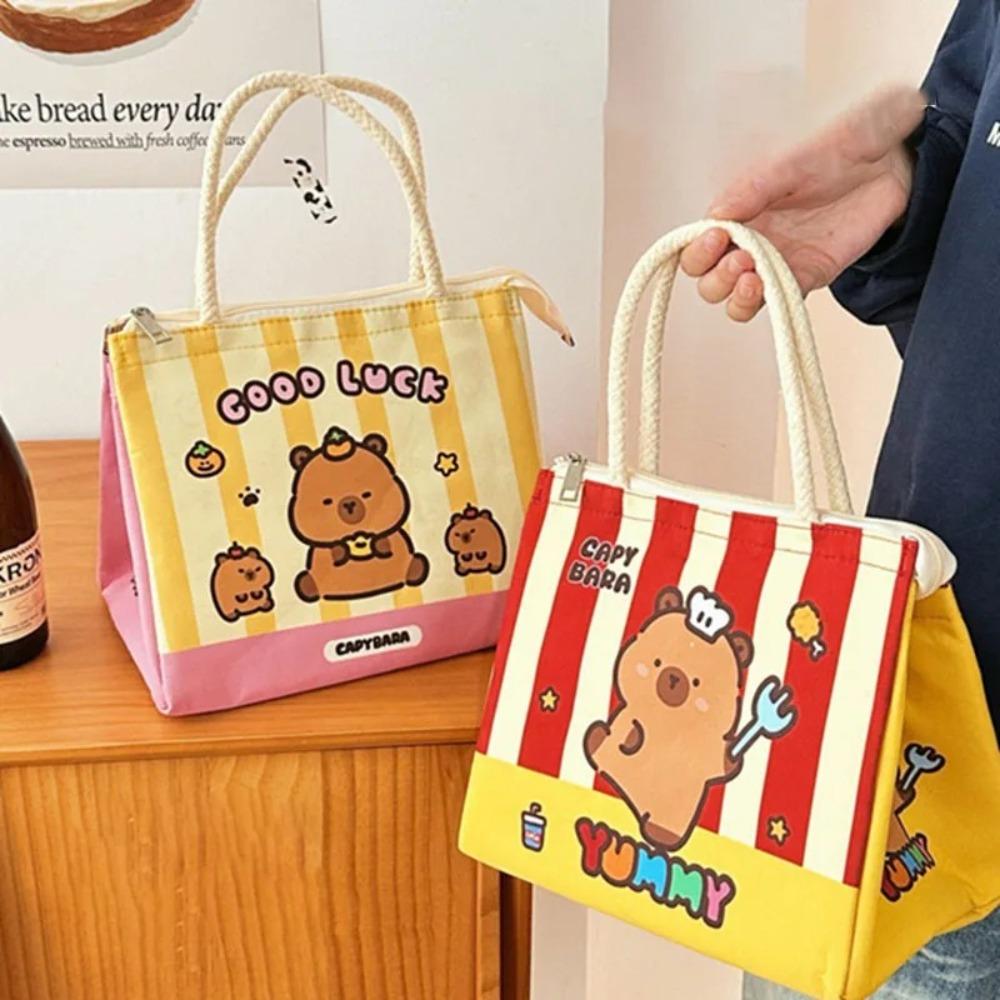 Cute Capybara Thermal Lunch Bag Cartoon Portable Lunch Box Insulated Food Storage Bag For Women Girl Kids