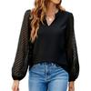 European and American Women's Clothing New Solid Color V-neck Lace Chiffon Shirt