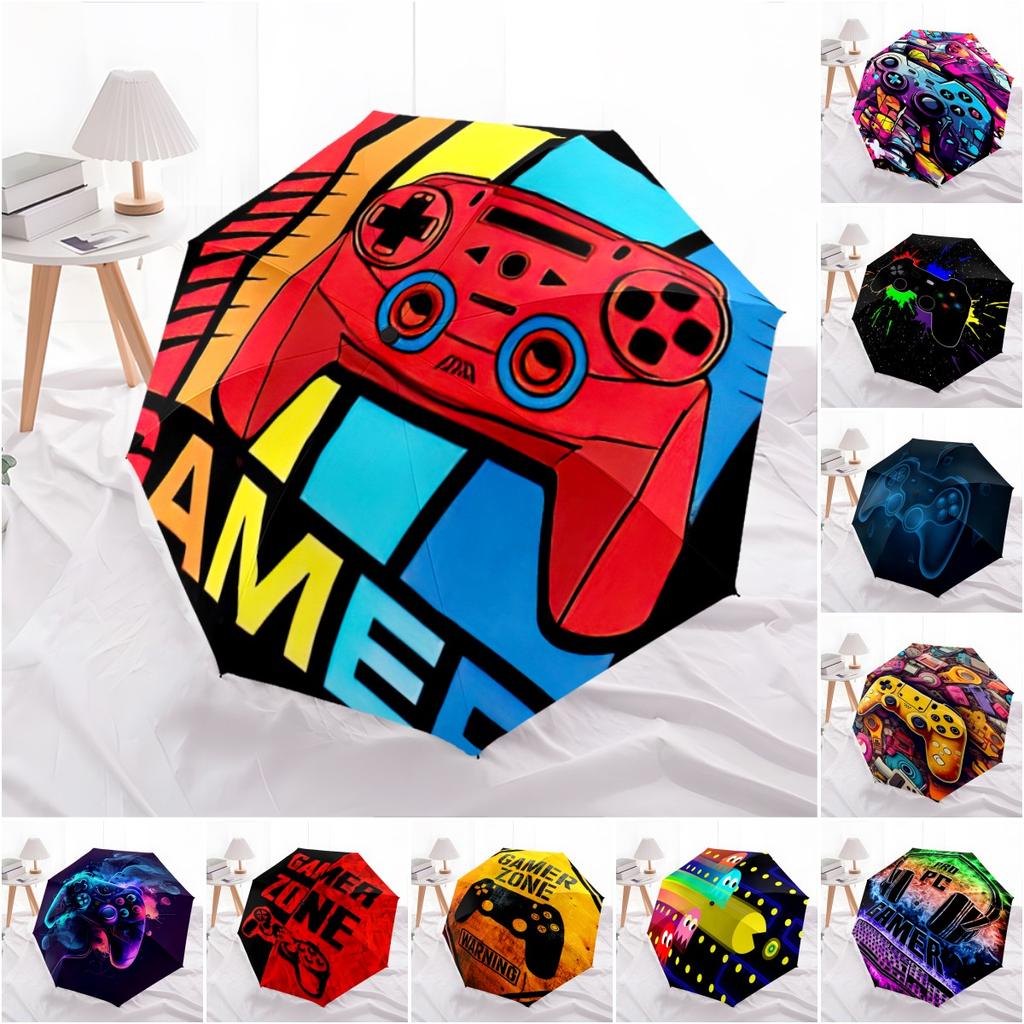 1PC Game theme Umbrella Portable Folding Umbrella Iron Frame Hole Bone Structure Outdoor Home Umbrella A9