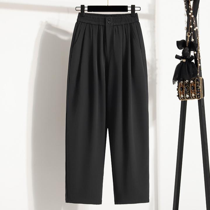 DIMANAF Übergröße Sommer Lange Hosen Damen Locker Elastischer Bund Freizeithosen Neu Einfarbig Hosen