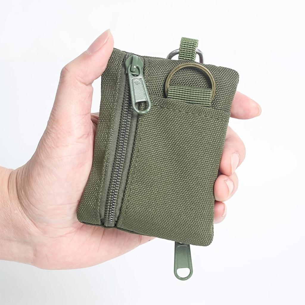 Mini Coin Purse Key Holder, Casual Style Nylon Zipper Sport Storage Pocket, Polyester Material, Small Hang Tag Card Holder
