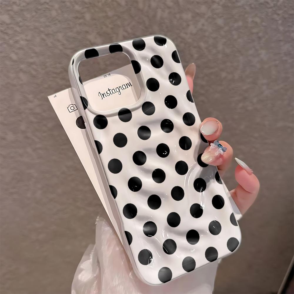 Black Wave Point Solid Color Silicone Case For Iphone 15 14 13 11 12 17 Plus 16 Pro Max Simple Minimalist Cover