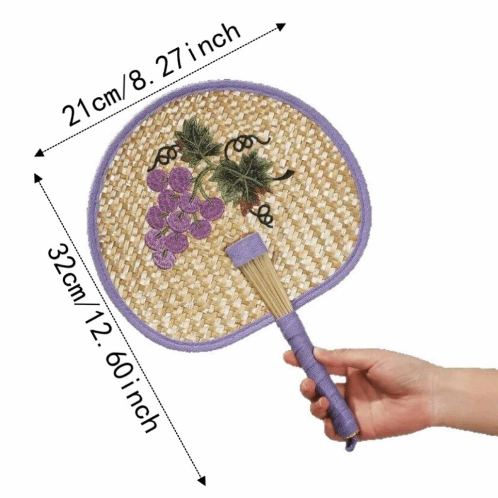 Retro Hand-Woven Fan Chinese Style Hand Cranked Fan Compact Hand Braided Fan Photo Prop