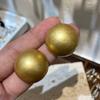 Gold Retro Brushed Ball Stud Earrings Design Sense Premium Earrings Women'S 5-Layer Real Gold Electroplated Metal Earrings