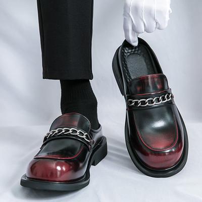 Fashion Fashion Mules Luxury Half Shoes Designer Leather Slippers Chain Black Red Mens Lazy For Men Slides Casual Shoes Sandals Loafers