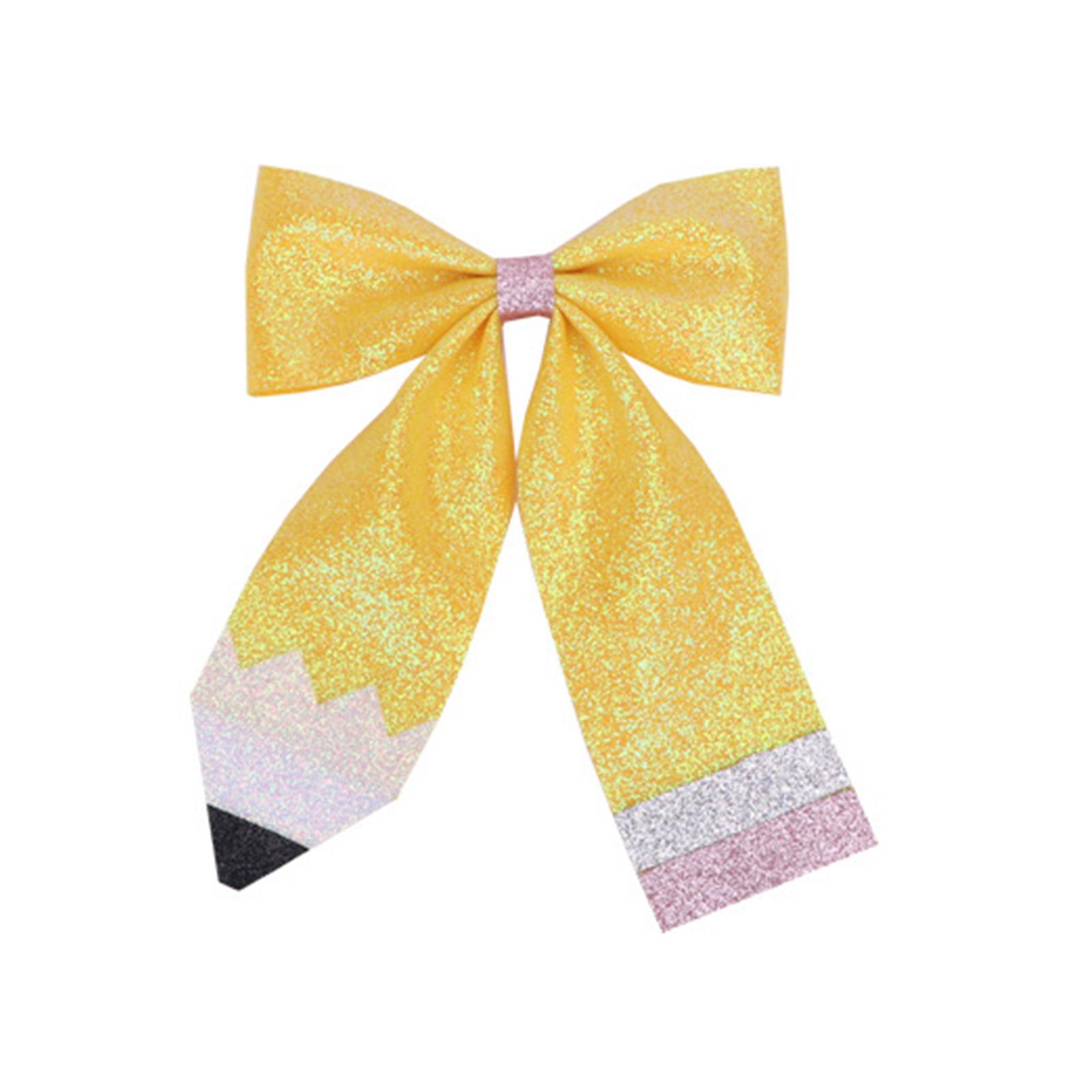 

Pencil Ribbon Bowknot Hair Clip for Girl Back to School Glittering Powder Hair Barrettes for Casual Formal School Event M